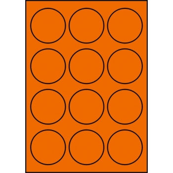 Etykiety A4 kolorowe Fi60 mm – pomarańczowe